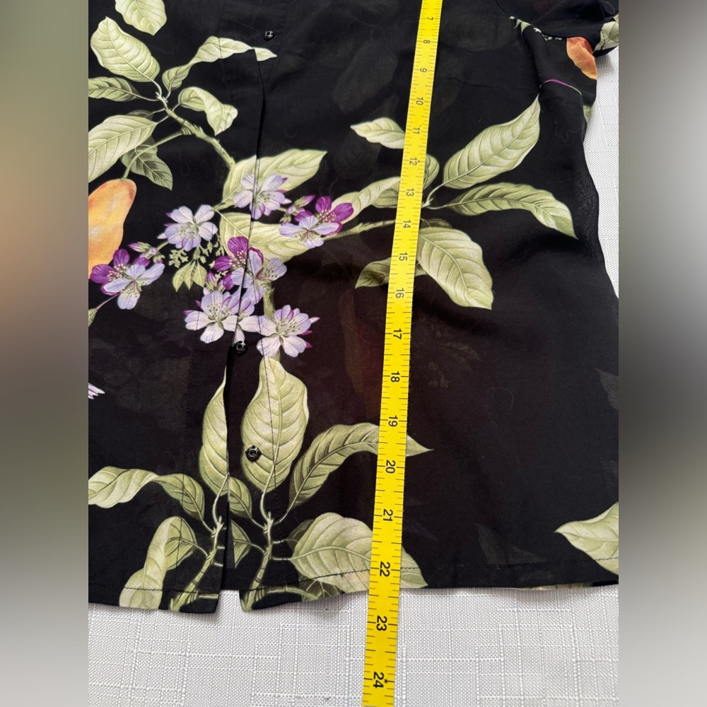 Tommy Bahama silk cotton black Hawaiian print short sleeve snap front shirt m - Picture 5 of 10